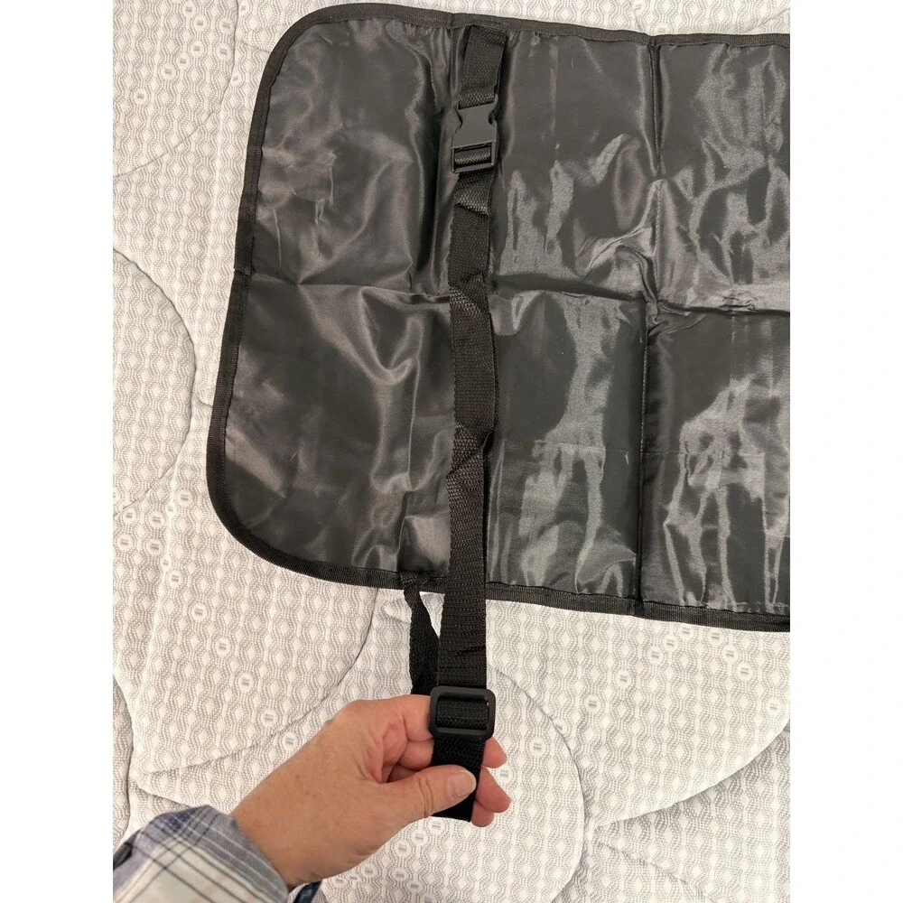 Car Seat Back Organizer Travel Storage Mesh Pockets Clear Window Black NWOT